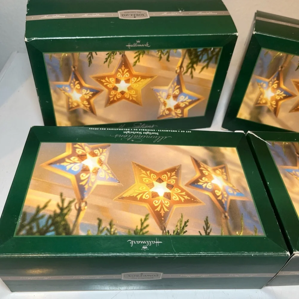 VTG Hallmark Illuminations Starlight Starbright Ornaments 4 Boxes